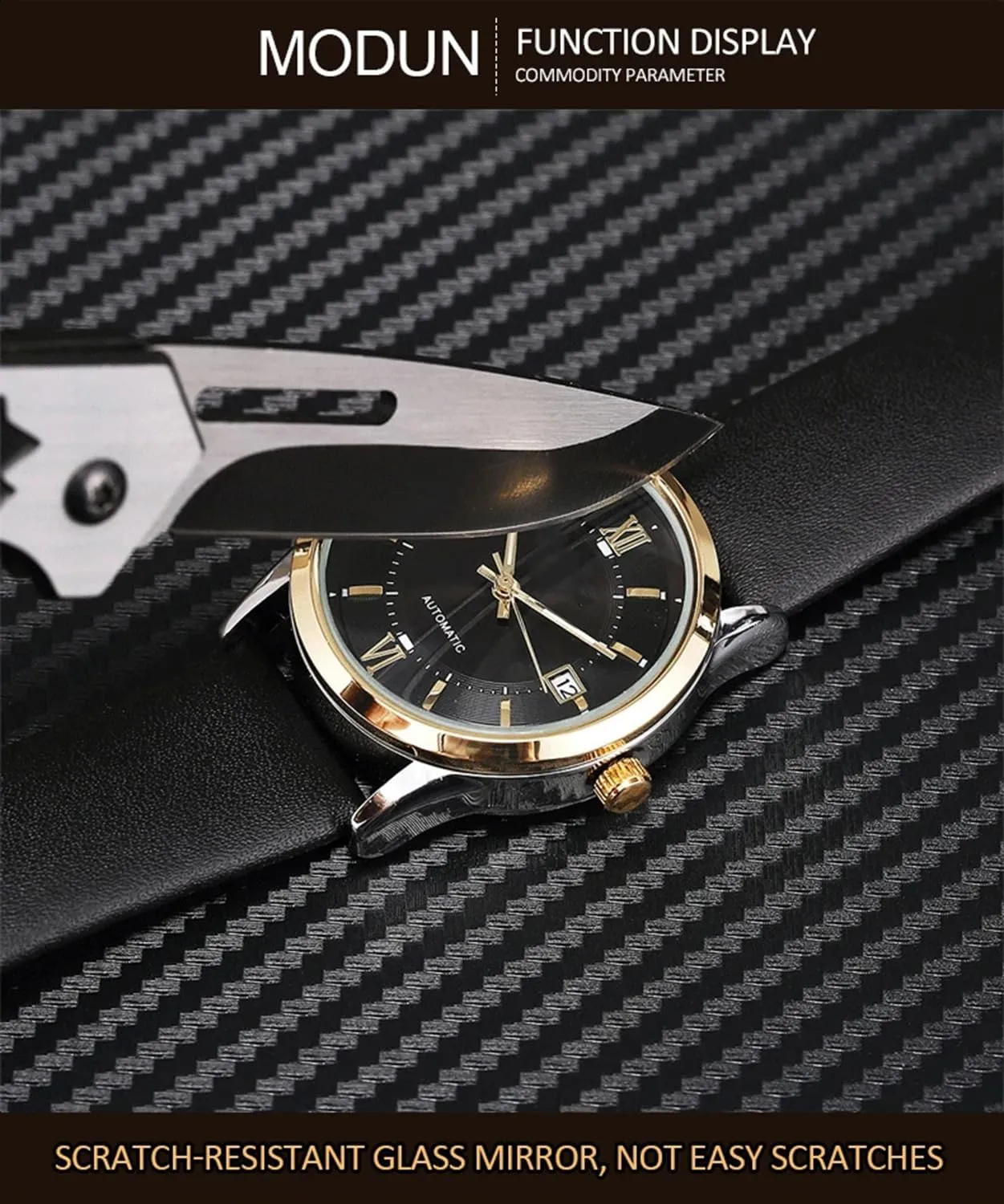 BESTKANG Mens Watches Self Winding Mechanical Business Luxury Dress Wrist Watch Stainless Steel Leather Strap Waterproof Luminous Date