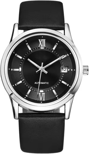 BESTKANG Mens Watches Self Winding Mechanical Business Luxury Dress Wrist Watch Stainless Steel Leather Strap Waterproof Luminous Date