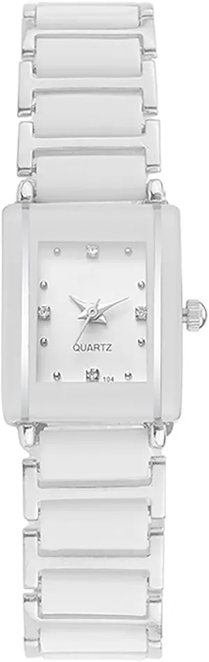 BESTKANG Vintage Square Ceramic Ladies Quartz Watch with Diamond Accents, Waterproof, Elegant Women's Wrist Watch