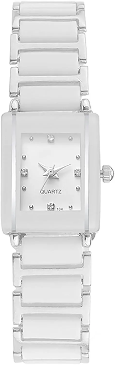 BESTKANG Vintage Square Ceramic Ladies Quartz Watch with Diamond Accents, Waterproof, Elegant Women's Wrist Watch