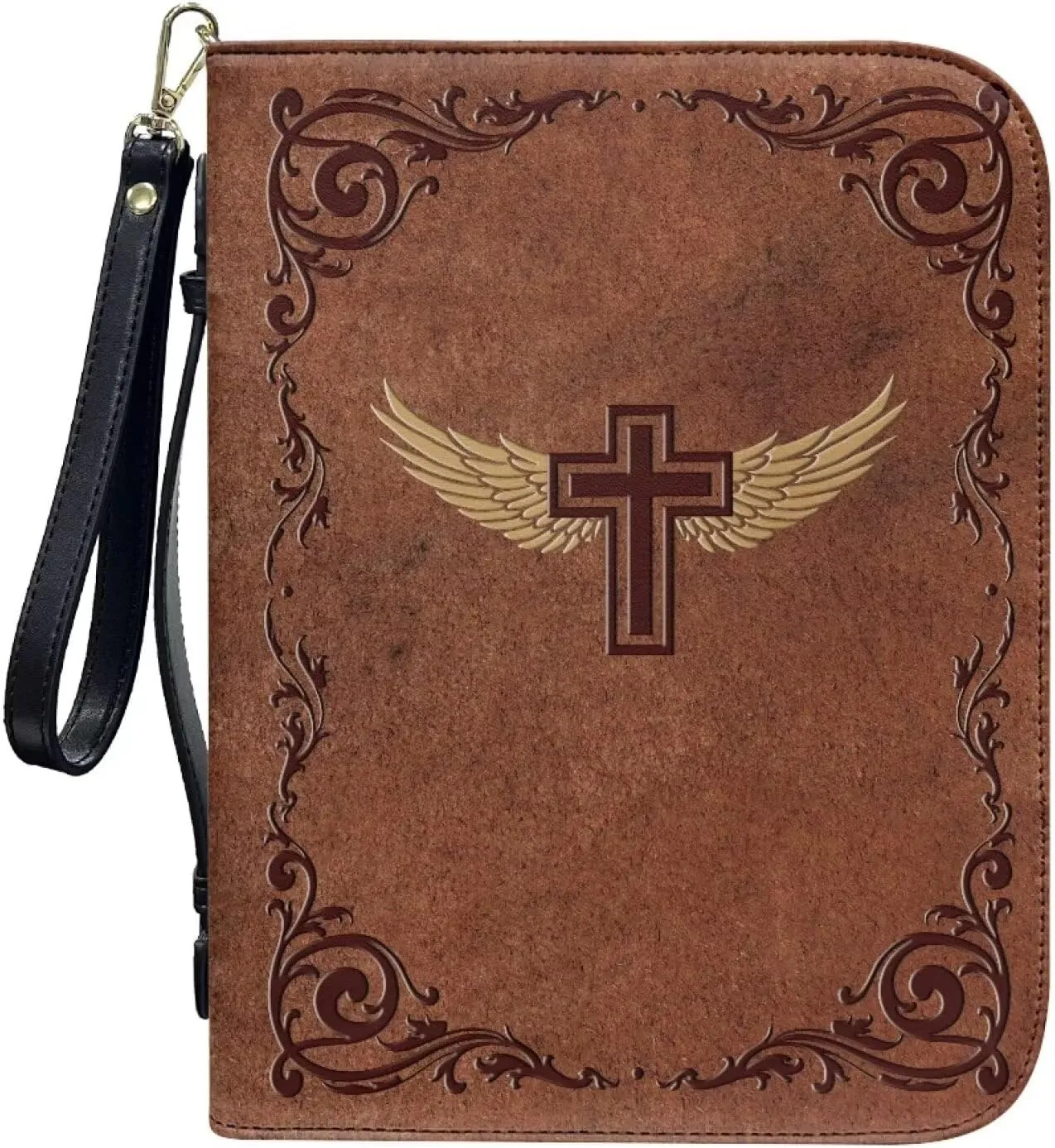 Bible Cover for Women Leather Carrying Book Case Church Bag for Bible Accessories with Handle and Ribbon