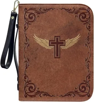 Bible Cover for Women Leather Carrying Book Case Church Bag for Bible Accessories with Handle and Ribbon