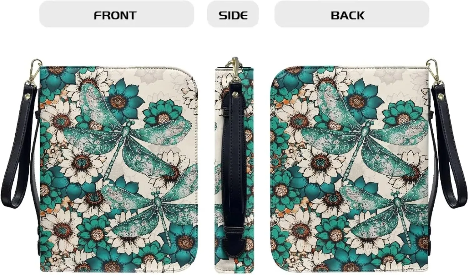 Bible Cover for Women Leather Carrying Book Case Church Bag for Bible Accessories with Handle and Ribbon