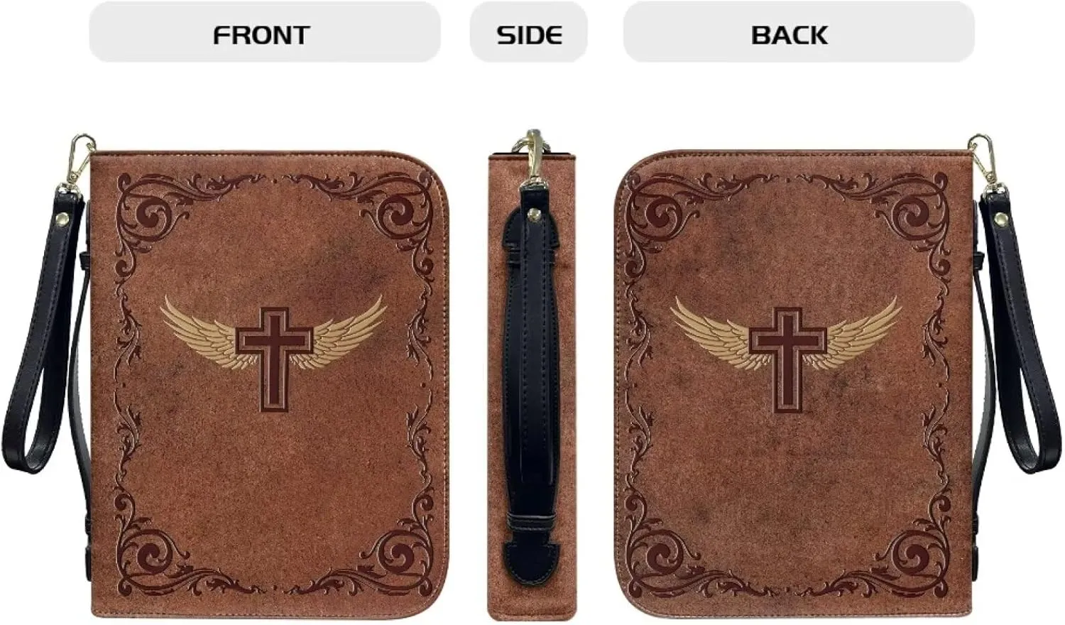 Bible Cover for Women Leather Carrying Book Case Church Bag for Bible Accessories with Handle and Ribbon