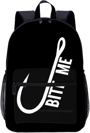 Bite Me Fishing Large Backpack 17Inch Lightweight Laptop Bag with Pockets Travel Business Daypack