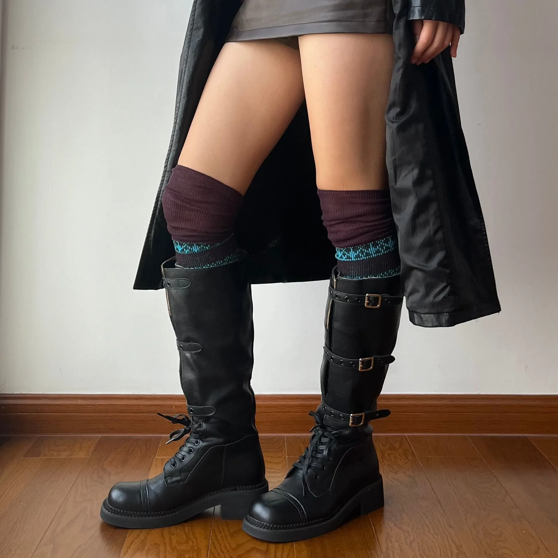 Black Adjustable Buckle Boots