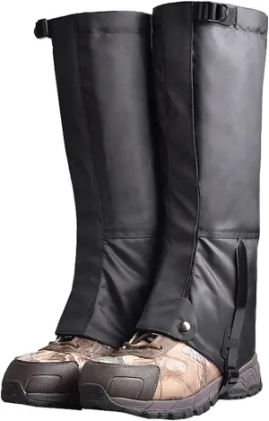 Black Leg Gaiters, Adjustable Hiking Boots Leggings, Oxford Waterproof Heavy-Duty Leg Boots Bite-Resistant Desert Jungle Camping Snow Boots Leggings (Color : Black, Size : Medium)