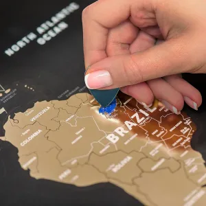 Black Scratch Off World Map - 24 x 32 in - Printed on Flexible Vinyl and Rewritable - Made in Ukraine by 1DEA.me