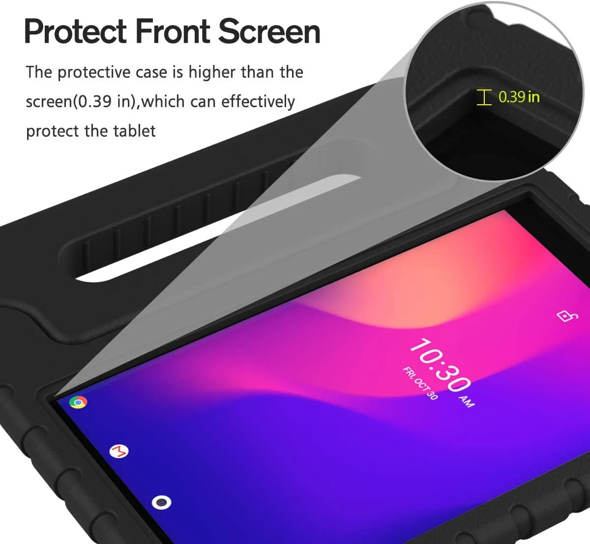 BMOUO Kids Case for Alcatel Joy Tab 2 8 inch 2020, Alcatel Joy Tab 2 Case, Shockproof Kids Friendly Convertible Handle Stand Case for Metroby t-Mobile Alcatel Joy Tab 2 8" Tablet Model: 9032Z - Black