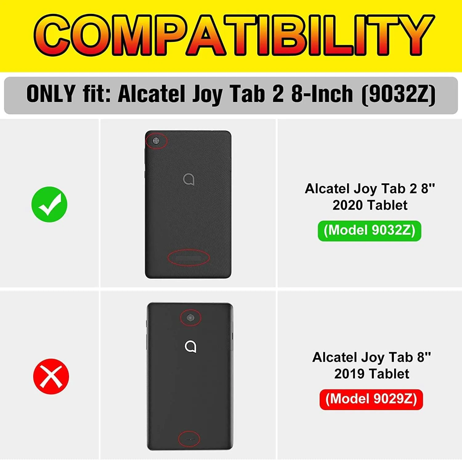 BMOUO Kids Case for Alcatel Joy Tab 2 8 inch 2020, Alcatel Joy Tab 2 Case, Shockproof Kids Friendly Convertible Handle Stand Case for Metroby t-Mobile Alcatel Joy Tab 2 8" Tablet Model: 9032Z - Black