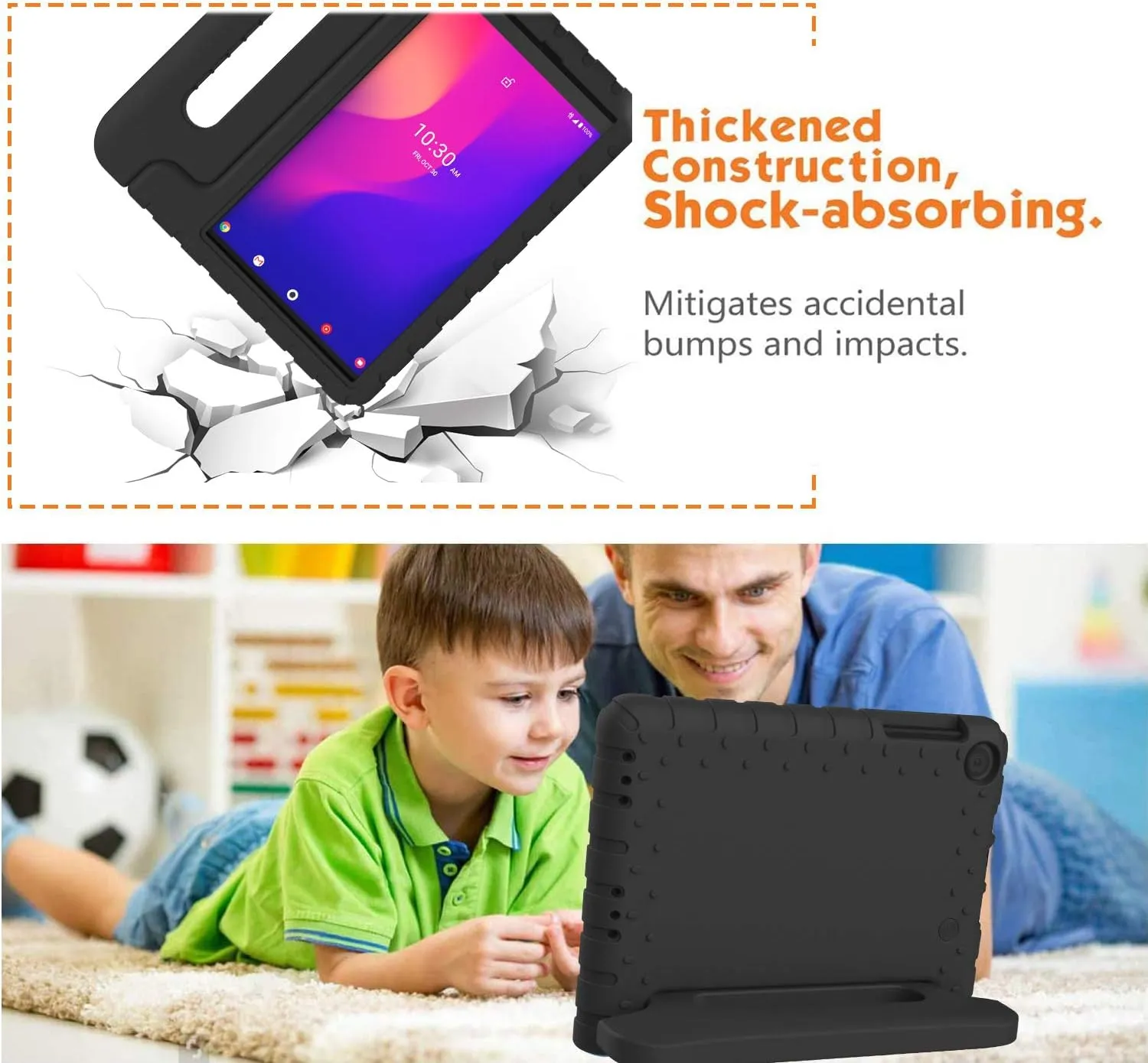 BMOUO Kids Case for Alcatel Joy Tab 2 8 inch 2020, Alcatel Joy Tab 2 Case, Shockproof Kids Friendly Convertible Handle Stand Case for Metroby t-Mobile Alcatel Joy Tab 2 8" Tablet Model: 9032Z - Black