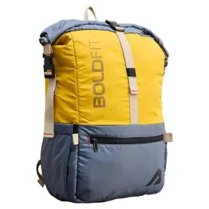 Boldfit Rolltop Bags for Mens 45 Ltrs  Unfolded Overnight Backpack YellowGrey