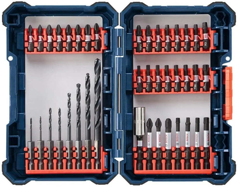 BOSCH DDMS40 40-Piece Assorted Impact Tough Drill Drive Custom Case System Set for Drilling and Driving Applications