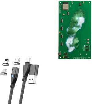 BoxWave Cable Compatible with Traintrackr Sweden Map Trackr - MagnetoSnap PD AllCharge Cable (100W), Magnet Charging Braided USB Type-C Micro - Jet Black
