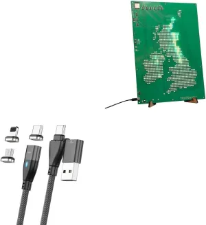 BoxWave Cable Compatible with Traintrackr UK and Ireland Map Trackr Colour (Large) - MagnetoSnap PD AllCharge Cable (100W), Magnet Charging Braided USB Type-C Micro - Jet Black