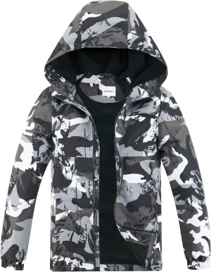 Boys Rain Jackets Waterproof Hooded fleece Raincoats Lightweight Windbreakers for Kids