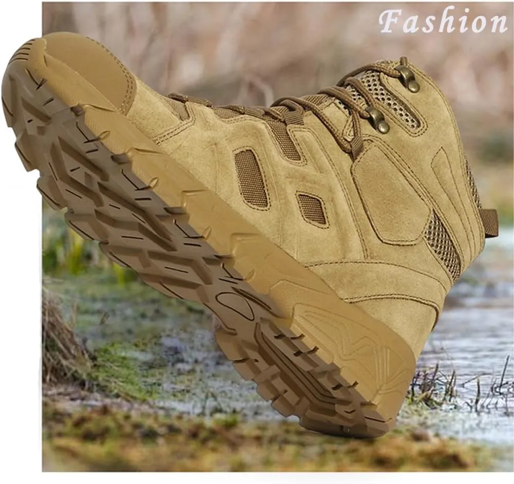BPKW Men's Hiking Trekking Backpacking Leather Boots Mountaineering Motorcycle Shoes Casual Work Boots