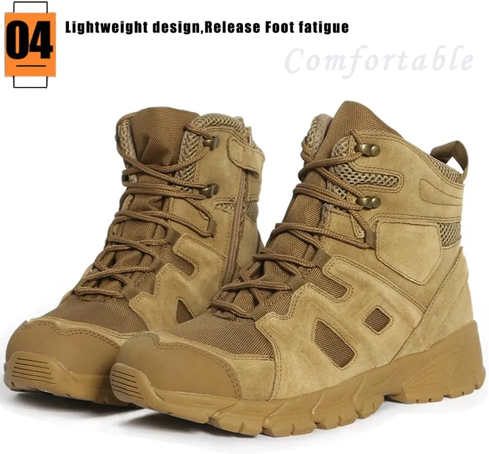 BPKW Men's Hiking Trekking Backpacking Leather Boots Mountaineering Motorcycle Shoes Casual Work Boots