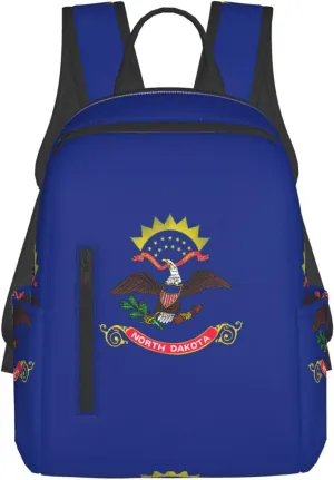 BREAUX North Dakota State Flag print Lightweight Backpack for Travel Casual Shoulder Bag Laptop Backpack Fit for Leisure Day