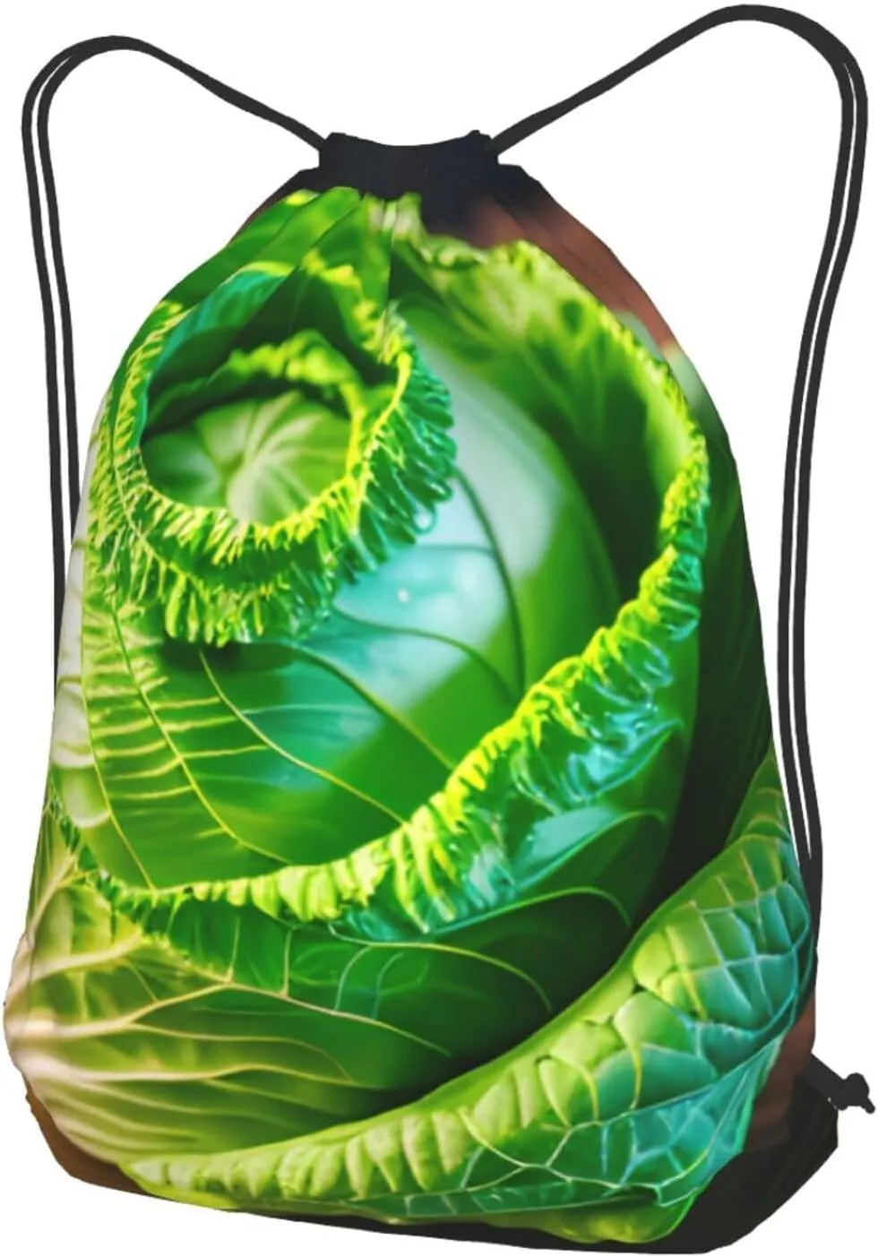 Bright Cabbage Drawstring Cinch Backpack Polyester Sack Pack String Bag For Hiking Camping Adventure
