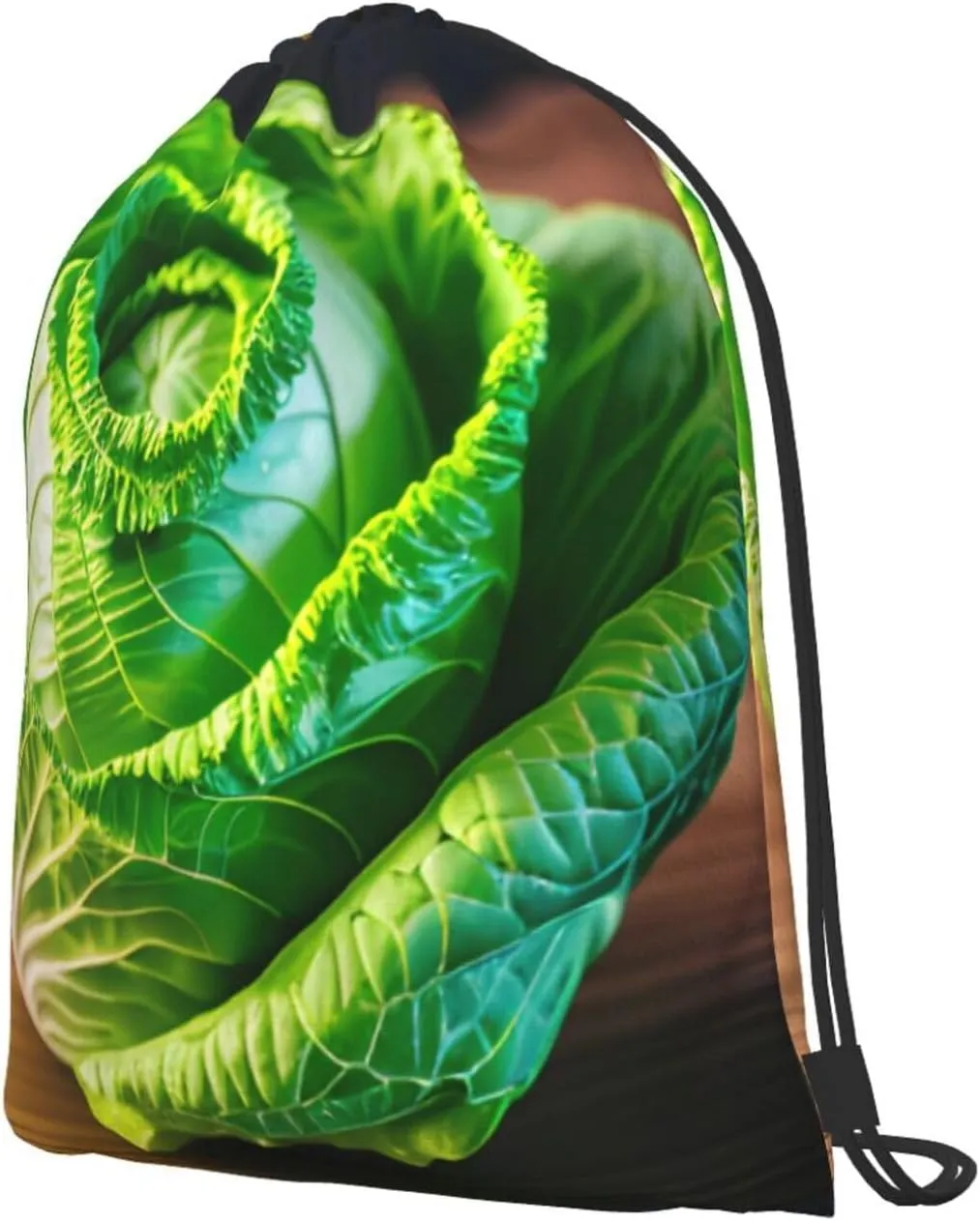 Bright Cabbage Drawstring Cinch Backpack Polyester Sack Pack String Bag For Hiking Camping Adventure