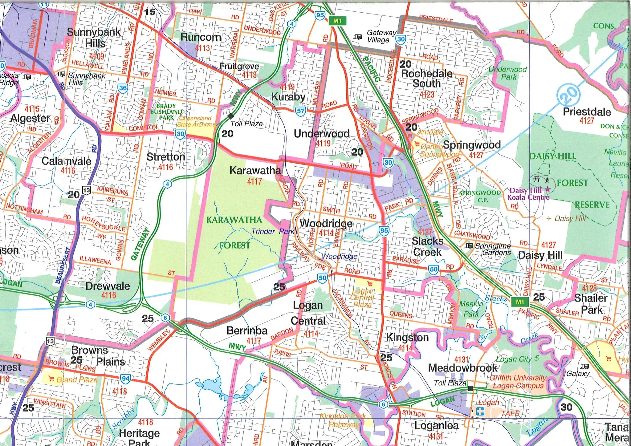 Brisbane Business 465 Map UBD 1480 x 1980mm Laminated Wall Map