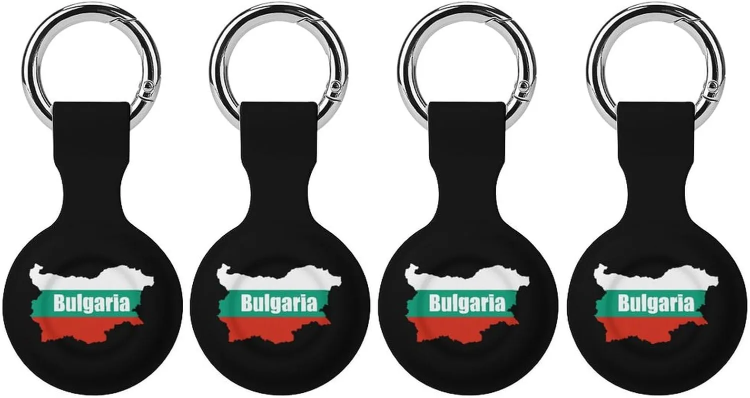 Bulgaria Map Flag Compatible with AirTag Holder Waterproof Silicone Shell Protective Case with Metal Keychain