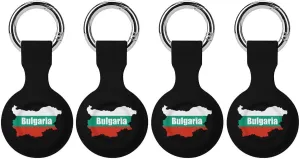 Bulgaria Map Flag Compatible with AirTag Holder Waterproof Silicone Shell Protective Case with Metal Keychain