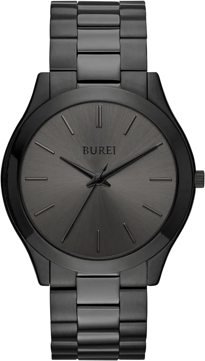 BUREI Men Watches Fashion Business Analog Stainless Steel Quartz Waterproof Watches for Men