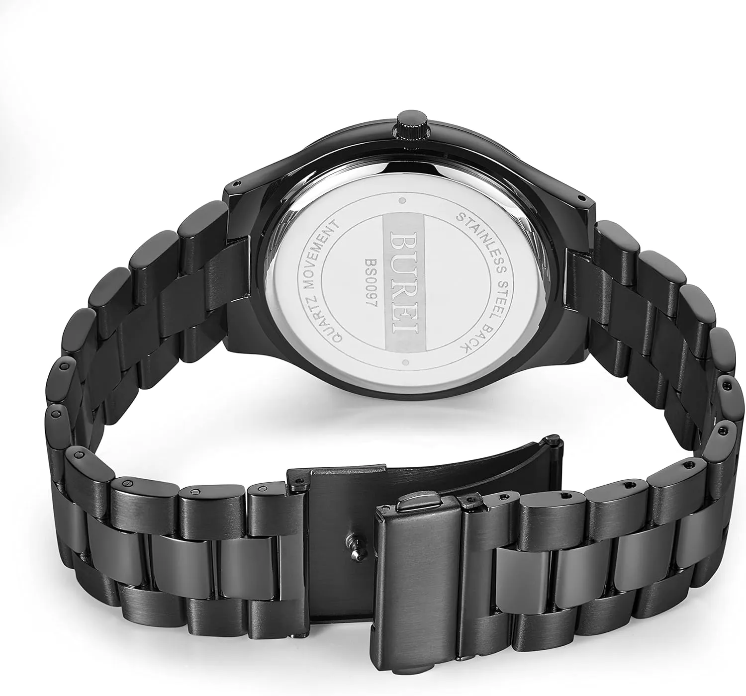 BUREI Men Watches Fashion Business Analog Stainless Steel Quartz Waterproof Watches for Men