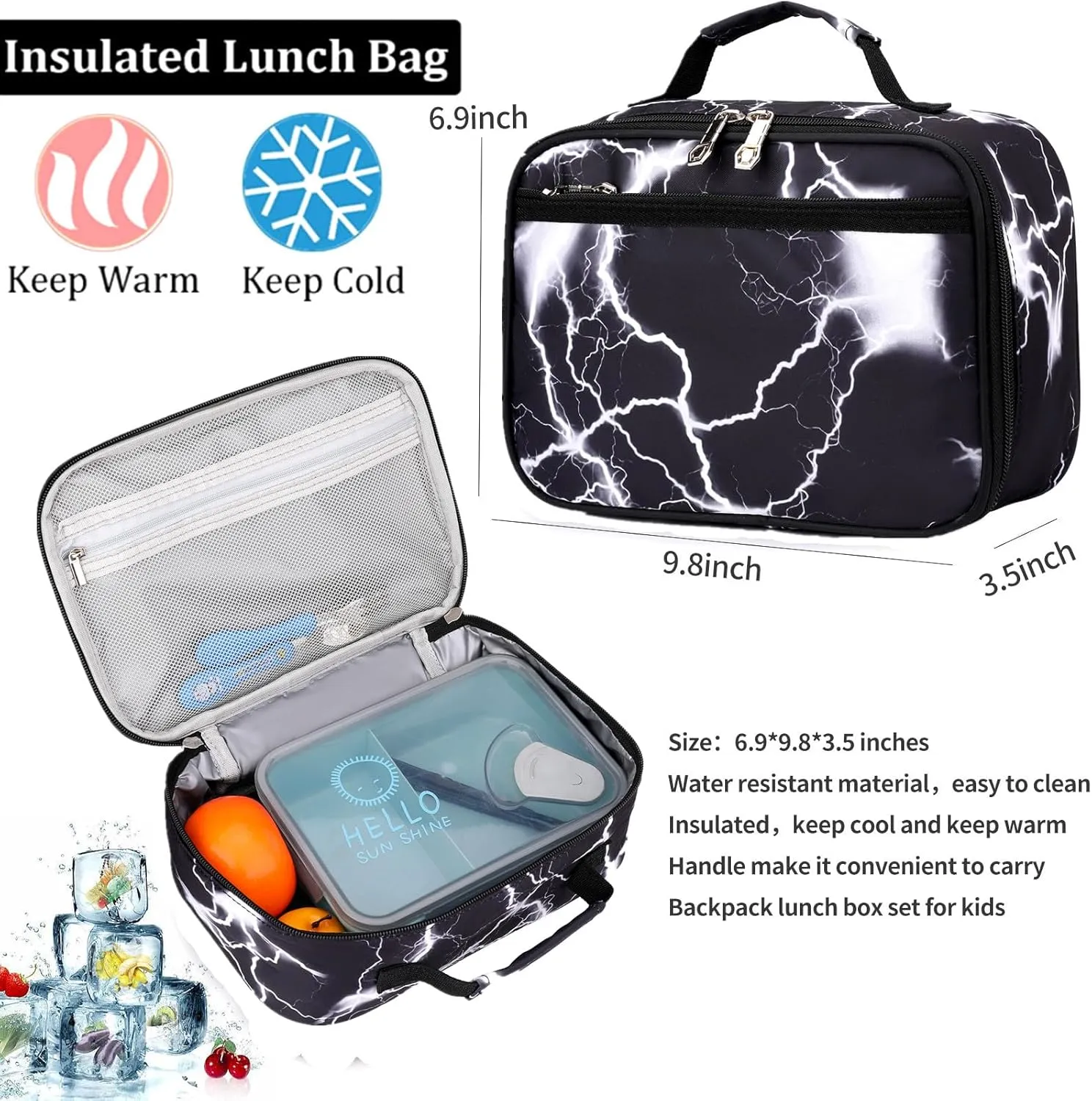 Camo Backpack Set with Lunch Bag Lightweight Waterproof School Backpack Bookbag for Boys Girls