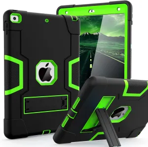 Cantis Case for ipad 9th Generation/ 8th Generation/ 7th Generation, Slim Heavy Duty Shockproof Rugged Protective Case with Built-in Stand for iPad 10.2 inch 2021/2020/2019, Black Green Black
