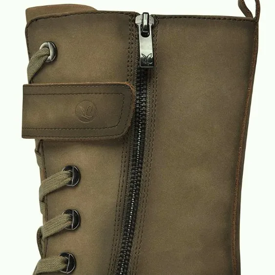 Caprice Nubuck Leather 3/4 Length Military Boot in Khaki