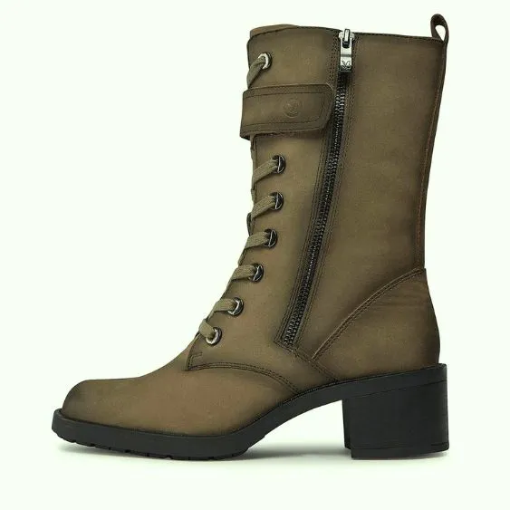 Caprice Nubuck Leather 3/4 Length Military Boot in Khaki