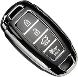 Car Key Cover Case Shell 3/4/5 Buttons Car Key Case Cover Keychain Fit For Hyundai I30 Ix35 KONA Encino Solaris Azera Grandeur Ig Accent Santa Fe Palisade Car Remote Key Case Cover Shell(4 buttons Bla
