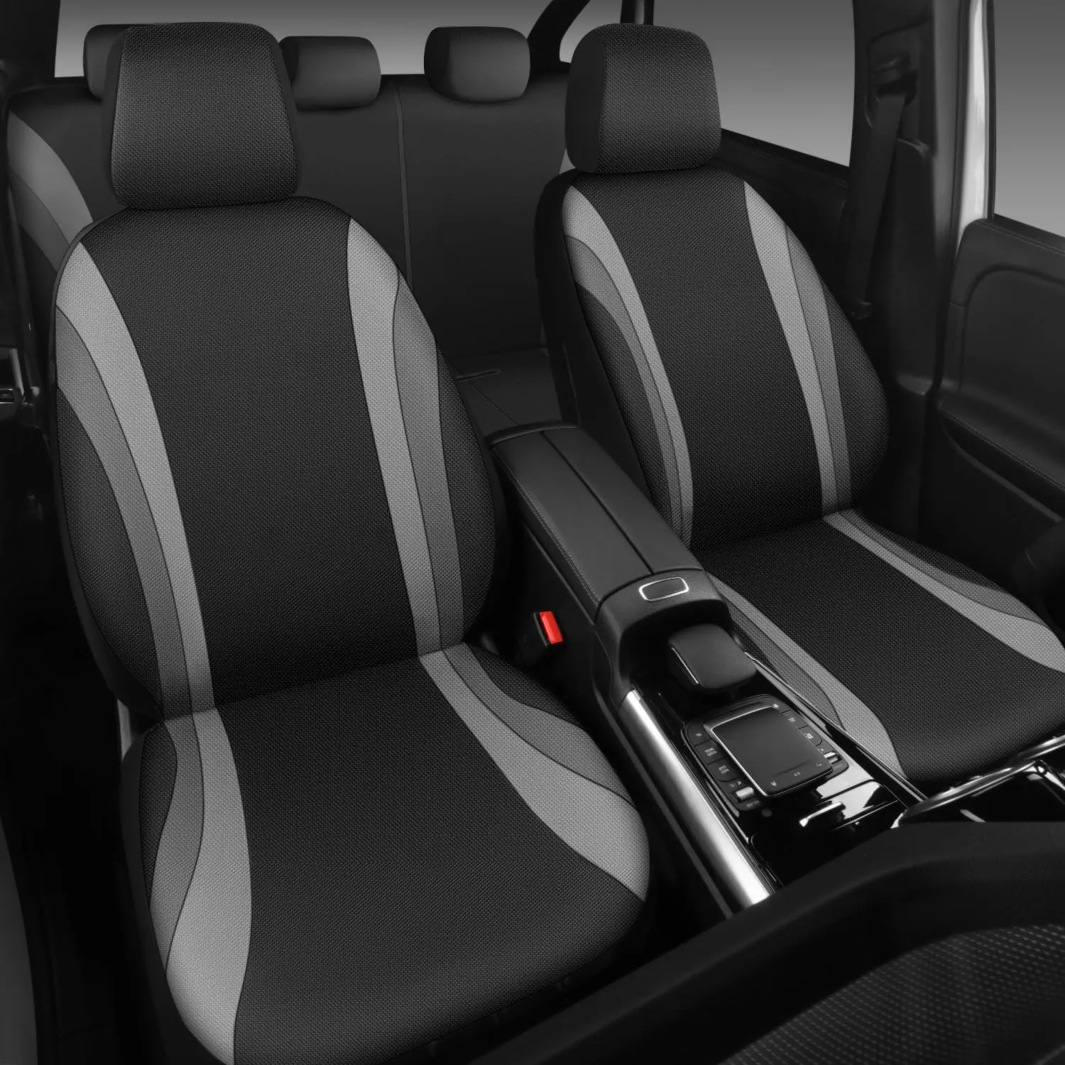 CAR PASS EVA Waterproof Car Seat Covers Full Set,Black Gray Seat Covers for Cars,Airbag Compatible,Universal Fit Sedans,Vans,SUVs,Trucks (Black and Gray)