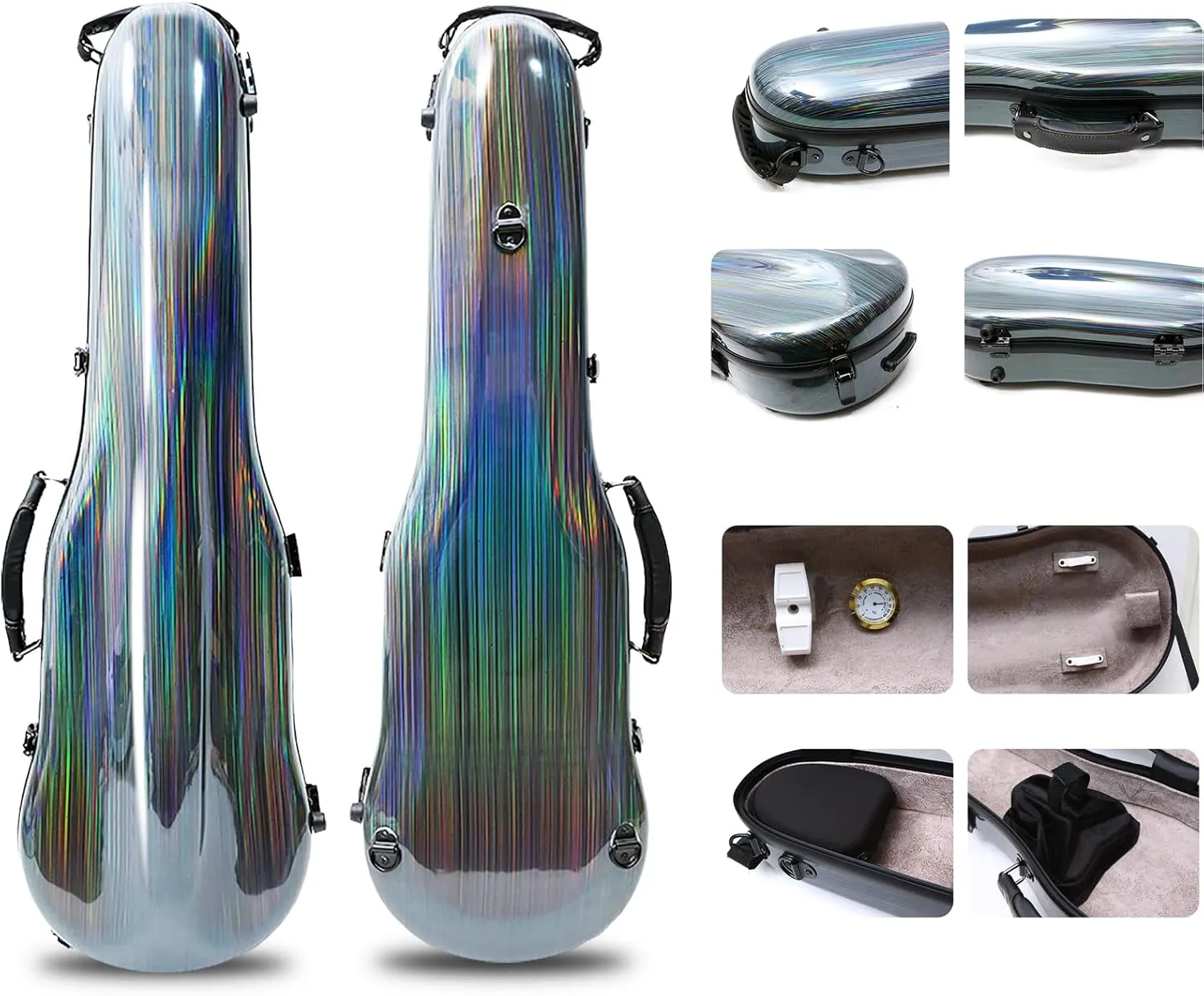 Carbon Fiber Violin Case - 4/4 Full Size, Colorful Back Strap, Lightweight Protection