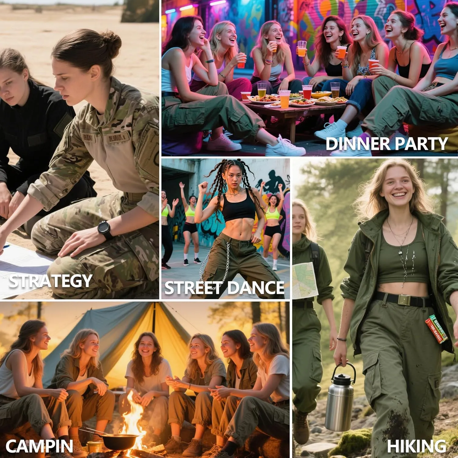 Cargo Pants Women Baggy Camo Tactical Pants Straight Leg Casual Y2K Work Trousers with 9 Pockets No Belt