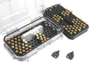 Case Club 204 Round 9mm Waterproof Long Term Storage Case with Silica Gel Dessicant & Clear Lid for Easy View (Lockable)