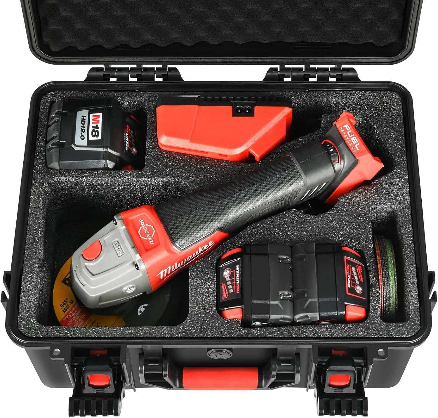 Case for milwaukee M18 Angle Grinder - Tool Bag for M18 FUEL Cordless Angle Grinder，Waterproof & Shockproof Tool Box for milwaukee Angle Grinder/Cutting Wheels/Battery/Charger/Side Handle (Case Only)