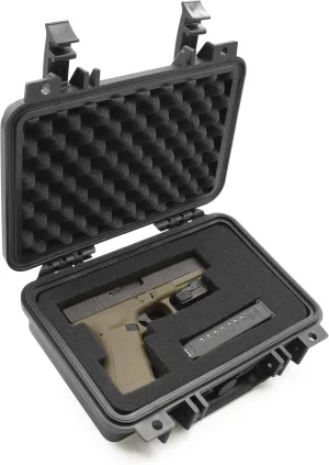 CASEMATIX Hard Gun Case for Pistols - TSA Approved Waterproof & Shockproof Gun Cases for Pistols, Compact 9mm Gun Case for Carrying Handgun with Scope and Accessories