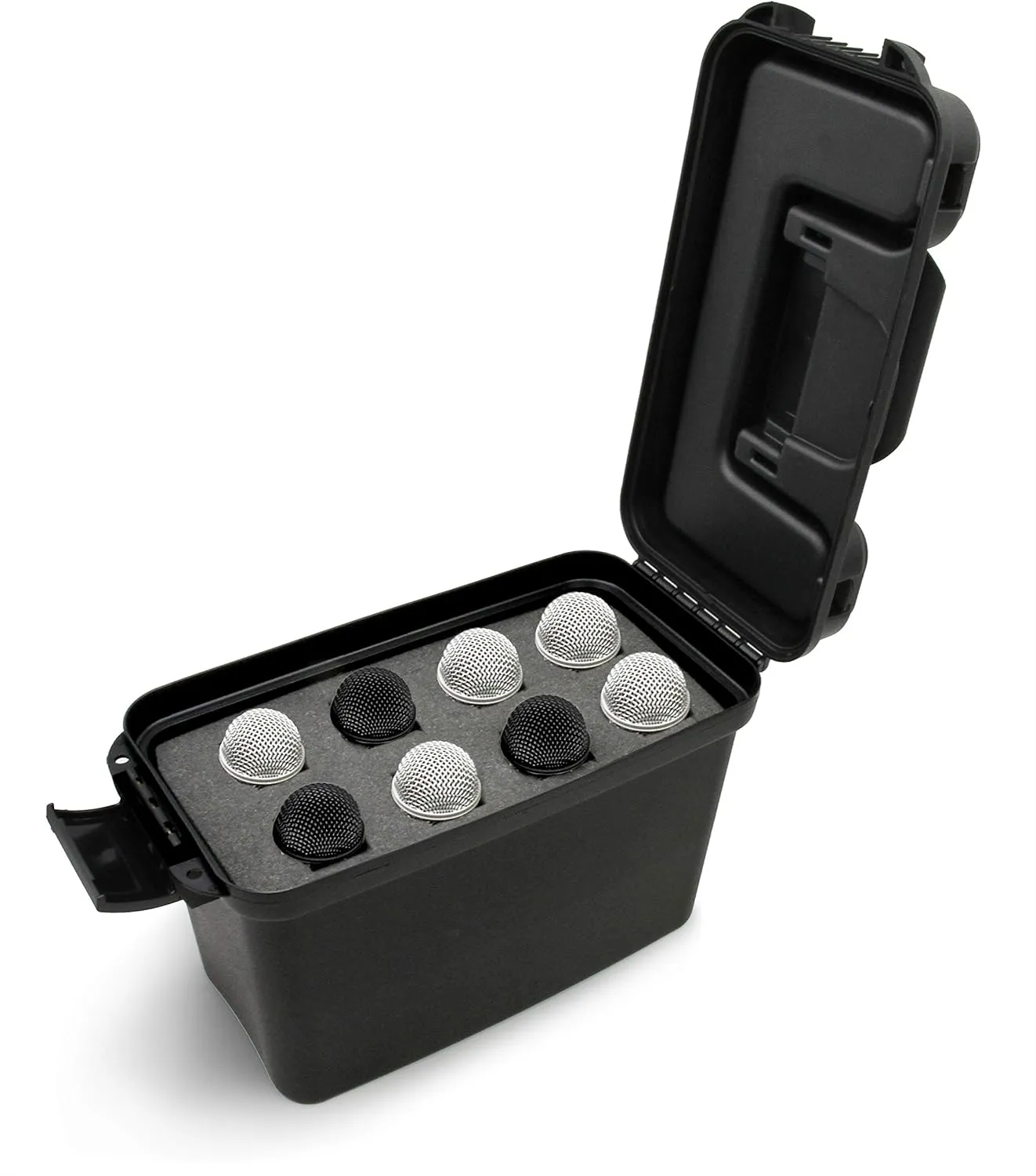 CASEMATIX Hard Shell 8 Mic Handheld Microphone Case Compatible With Corded Wired 8 Inch XLR Dynamic Cardioid Vocal Mics, Does Not Fit Cordless Mics, Case Only