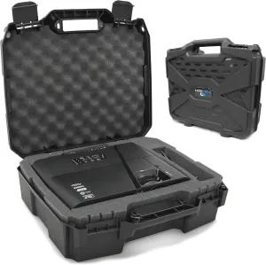 CASEMATIX Video Projector Hard Case with Customizable Foam Compatible With Epson VS240, EX3240, VS345, VS340, VS335W, EX7240 Pro, EX5240 Pro - Durable Hard Shell Travel Case with Padlock Rings