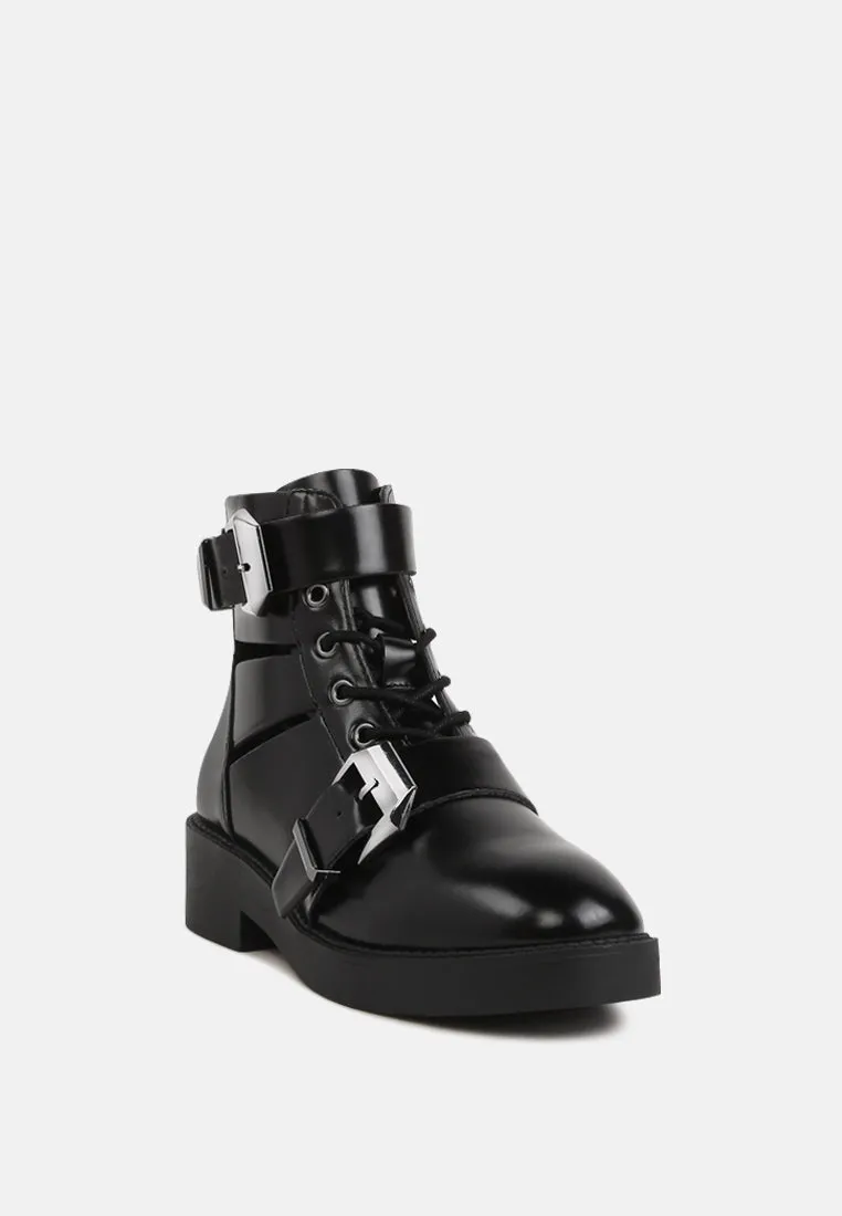 cayla combat boots with adjustable buckle