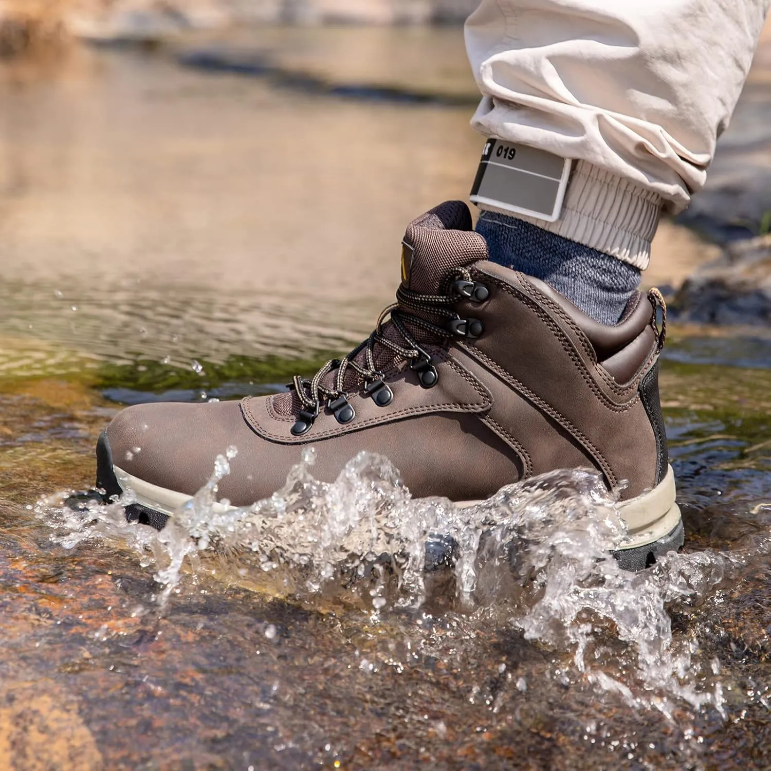 CC-Los Men's Waterproof Hiking Boots Work Boots Durable Non Slip Outdoor Shoes Size 7.5-14