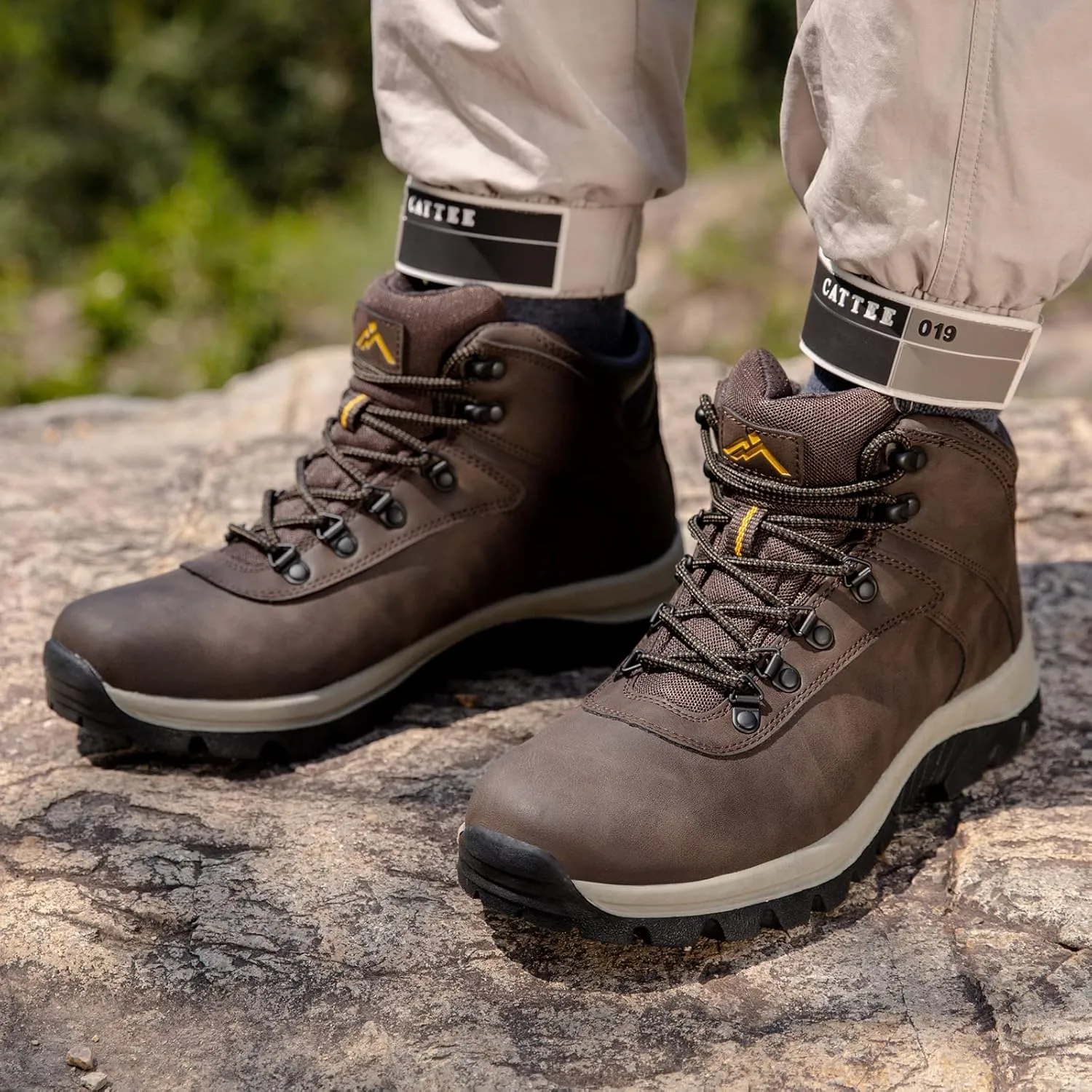 CC-Los Men's Waterproof Hiking Boots Work Boots Durable Non Slip Outdoor Shoes Size 7.5-14