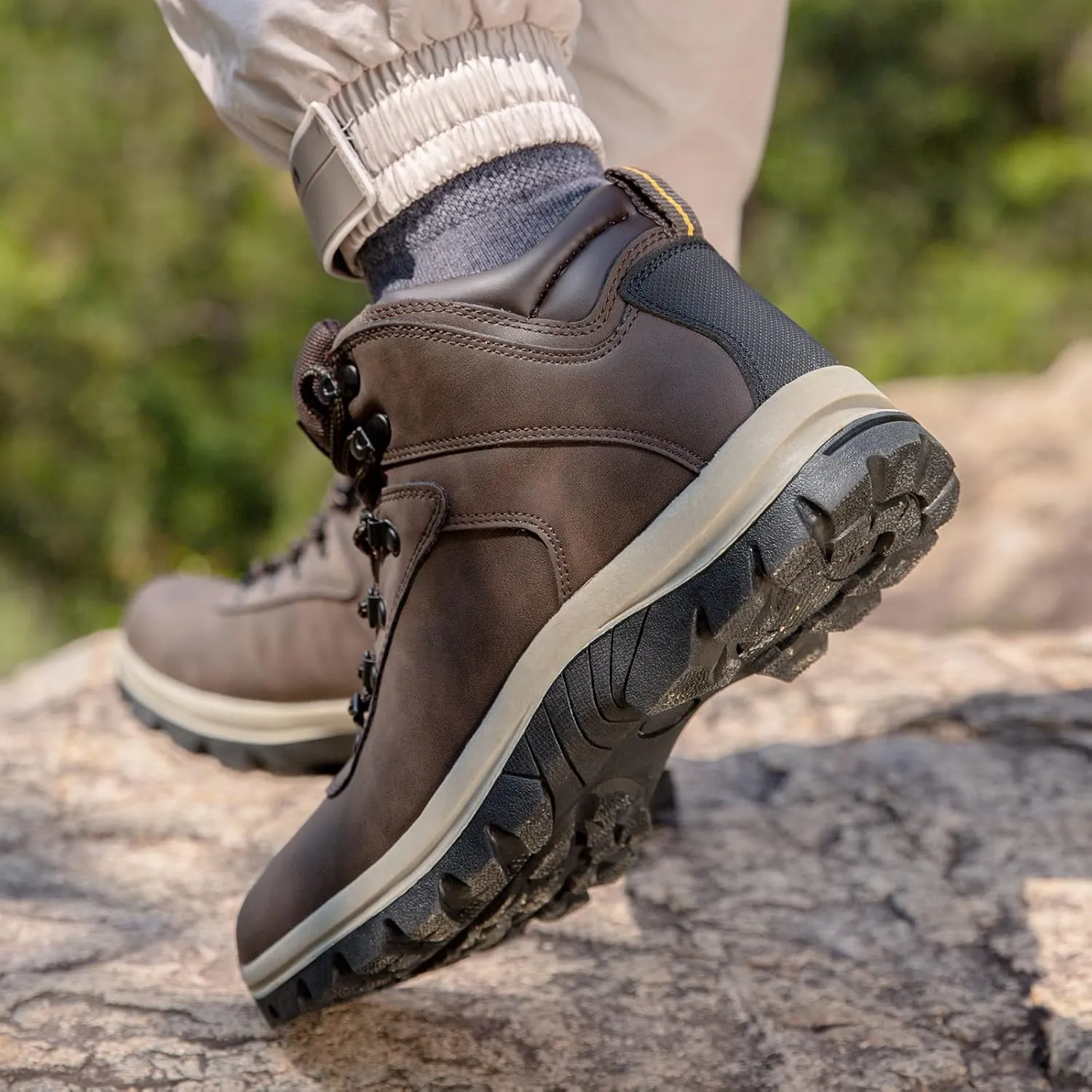 CC-Los Men's Waterproof Hiking Boots Work Boots Durable Non Slip Outdoor Shoes Size 7.5-14