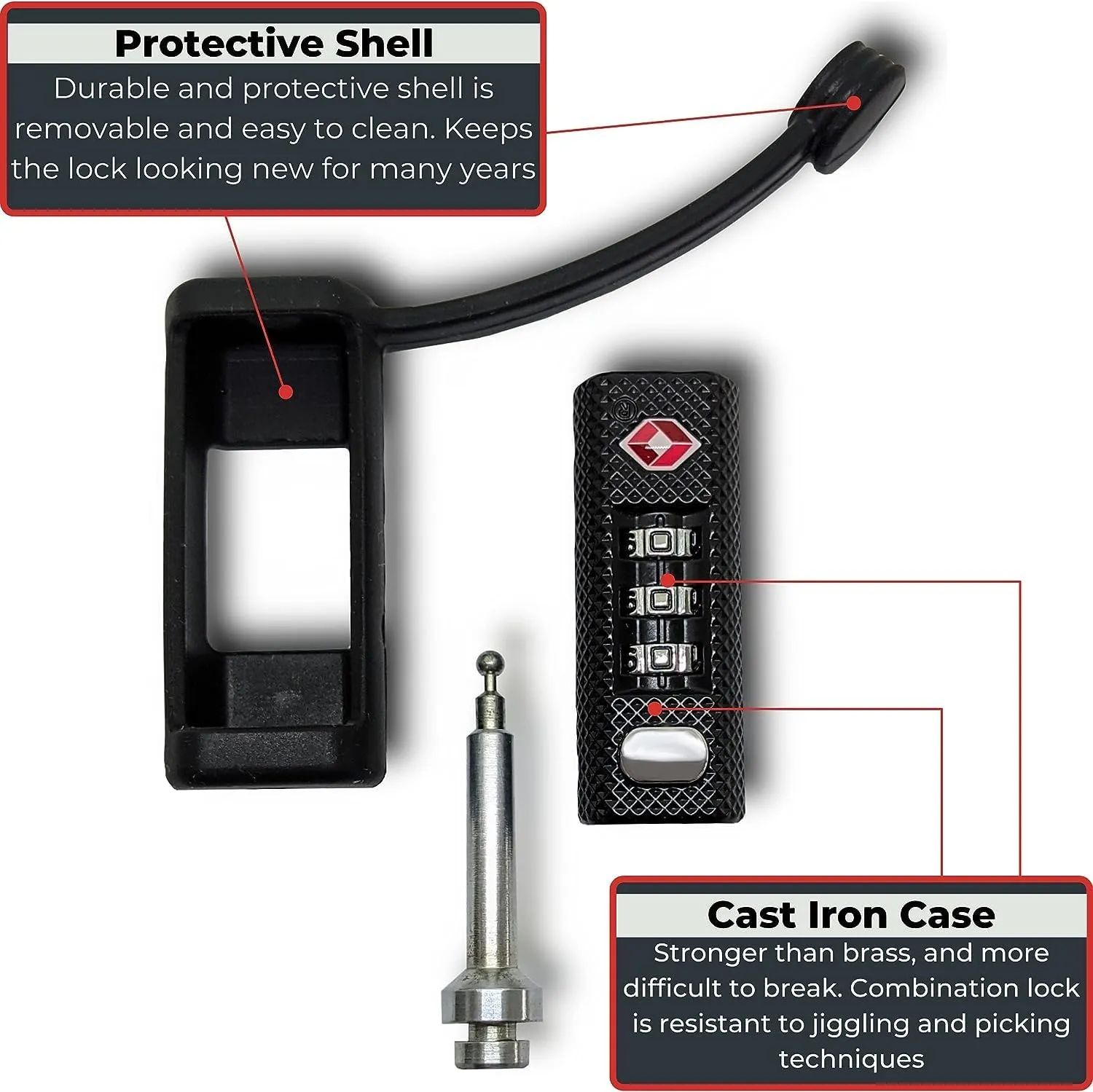 Cedar Mill TSA Approved Gun Case Lock – Durable, Cut-Resistant Security TSA Locks for Gun Case, Pistol Case, Revolver Gun Case or Firearms – Child-Safe Trigger Locks for Rifles and Shotguns