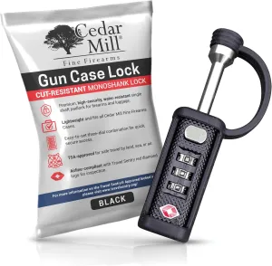 Cedar Mill TSA Approved Gun Case Lock – Durable, Cut-Resistant Security TSA Locks for Gun Case, Pistol Case, Revolver Gun Case or Firearms – Child-Safe Trigger Locks for Rifles and Shotguns