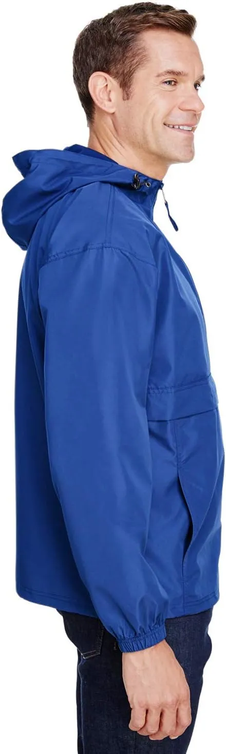 Champion Men's Anorak Jacket with Hood, Lightweight Water-Resistant Packable Nylon Hooded Jacket for Men, Iconic 'C' Logo